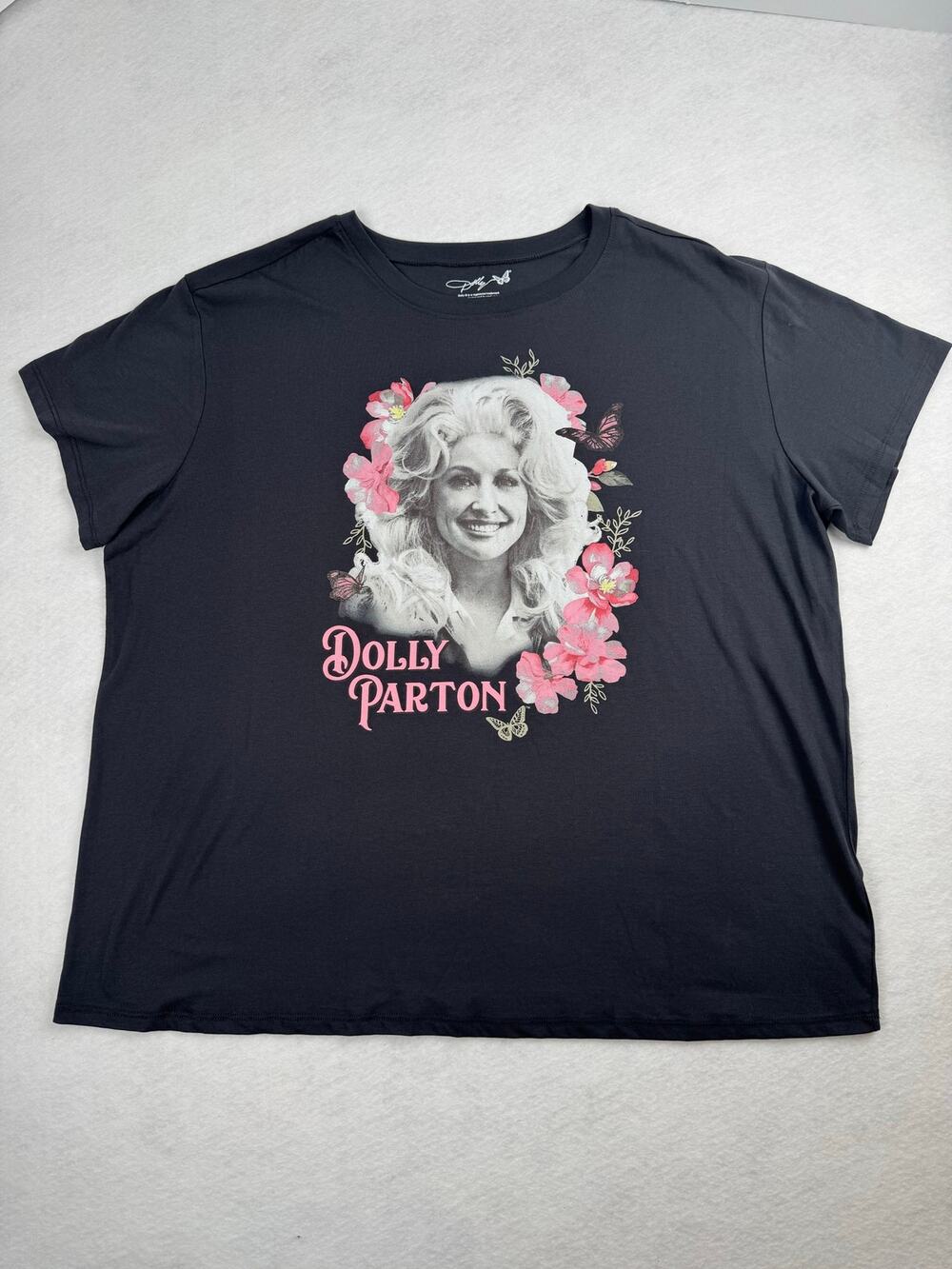 Dolly Parton Graphic T Shirt Women’s Plus Size 2X Black Floral Country Music Tee